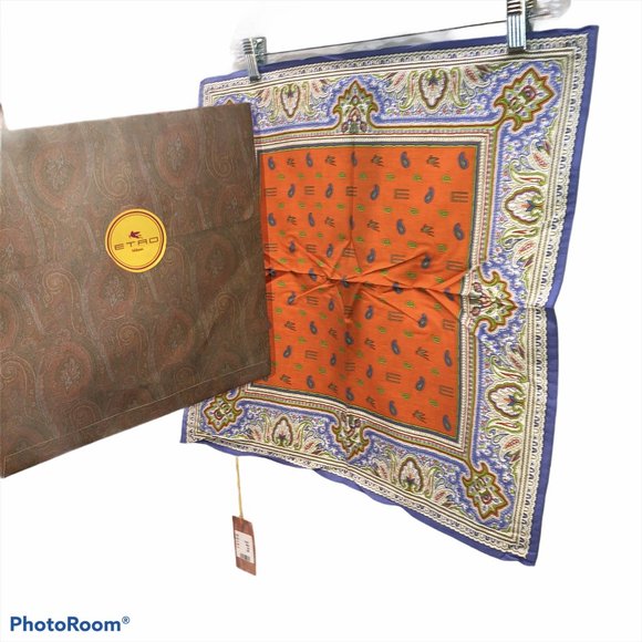 ETRO NEW NWT cotton kerchief Pegasus paisley